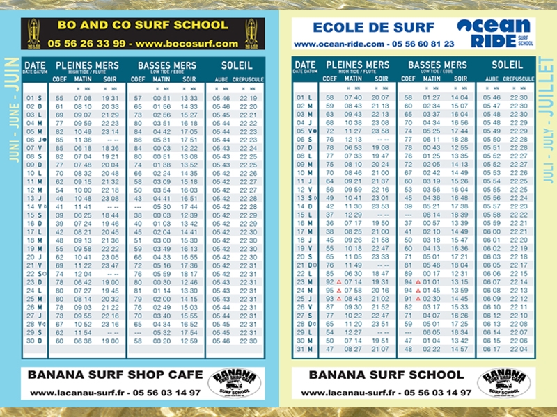 Guide des Marées Lacanau 2024
